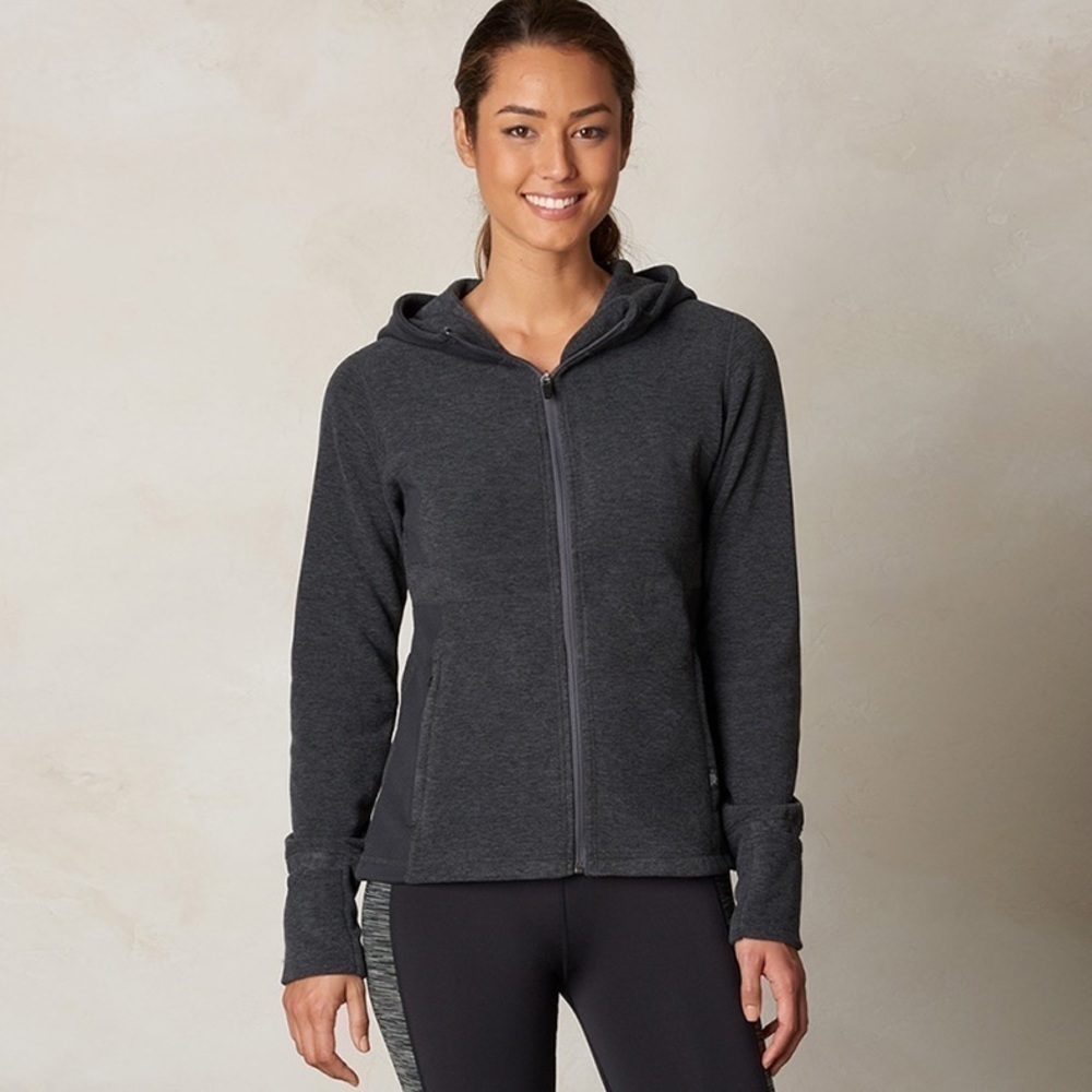 Prana Drea Fleece Jacket Charcoal Gray Hoodie Zip